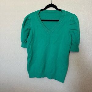 Green Puff Sleeve Sweater